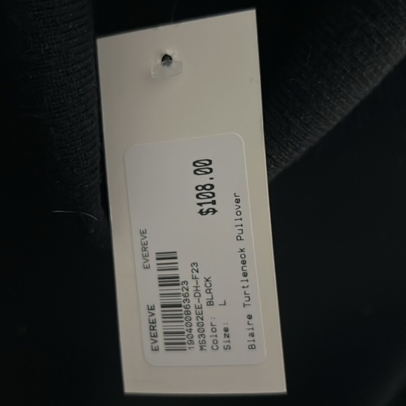 NWT EVEREVE Black Turtleneck Pulloverr _ Women’s L - Picture 2 of 4
